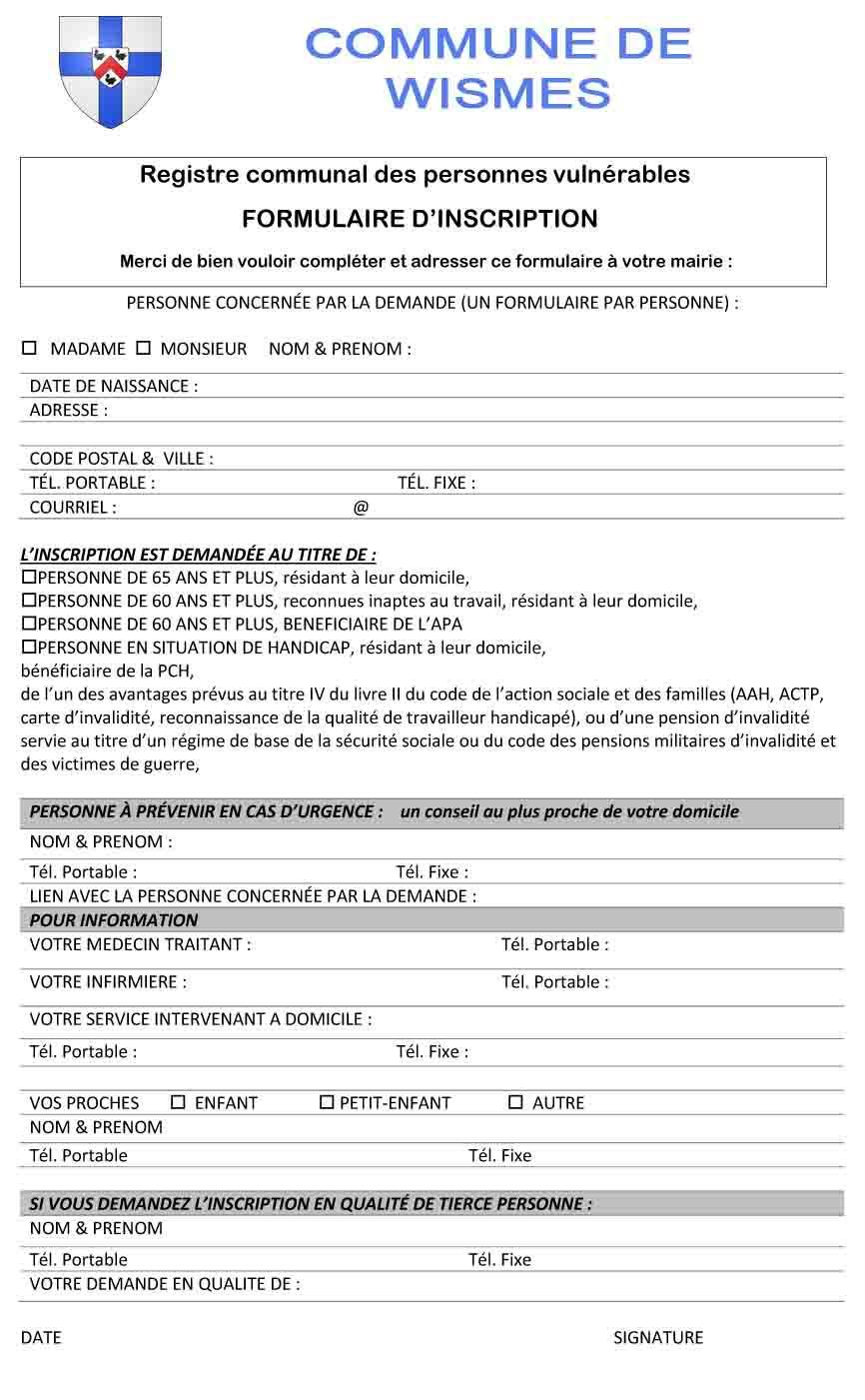 Fiche inscription personnes vulnerables 2021